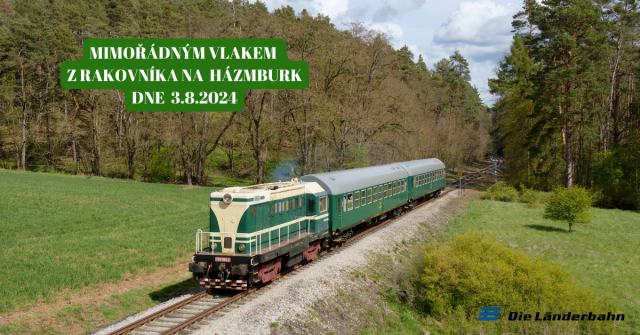 Mimořádným vlakem z Rakovníka na Házmburk dne 3.8.2024