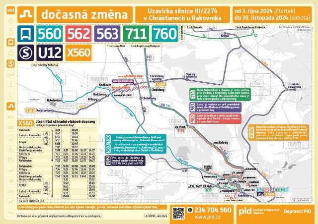 Náhradní vlaková doprava z důvodu uzavírky silnice III/2274 v Chrášťanech u Rakovníka